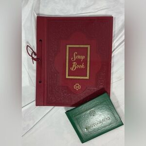 Vintage Girl Scouts Red Scrapbook and Green Photo Album Set
